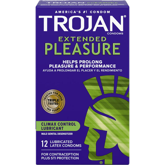 Trojan Condoms, Latex, Lubricated, Extended Pleasure 4 x 12 Condoms Pasteur Pharmacy