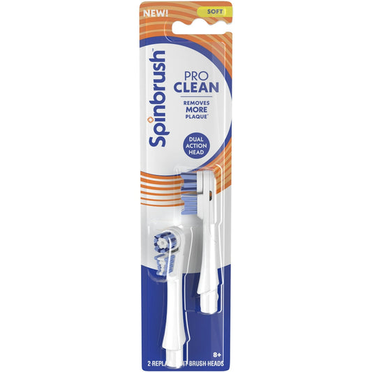 Spinbrush Pro Clean 8+ Soft Replacement Brush Heads Toothbrush Replacement Heads Pasteur Pharmacy