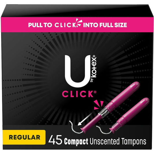 U by Kotex Click Compact Tampons, Regular Absorbency, Unscented, 45 Count Tampons Pasteur Pharmacy