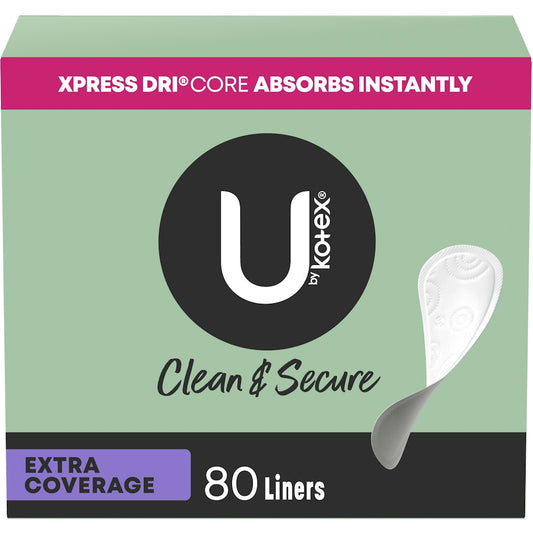 U by Kotex Clean & Secure Pantyliners, Extra Coverage, 16 Count Health & Beauty Pasteur Pharmacy