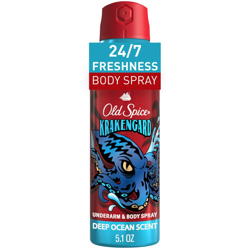 Old Spice Aluminum Free Body Spray For Men, Krakengard, 5.1 Oz Deodorant Pasteur Pharmacy