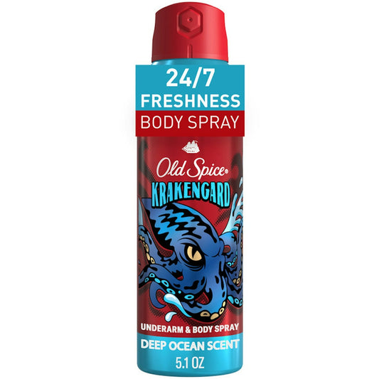 Old Spice Aluminum Free Body Spray For Men, Krakengard, 5.1 Oz Deodorant Pasteur Pharmacy