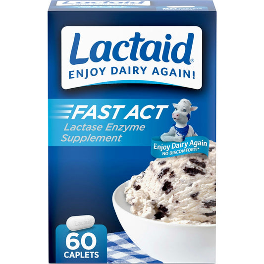 Lactaid Fast Act Lactose Intolerance Relief Caplets With Lactase Enzyme, 60 Travel Packs Of 1-ct Health & Beauty Pasteur Pharmacy