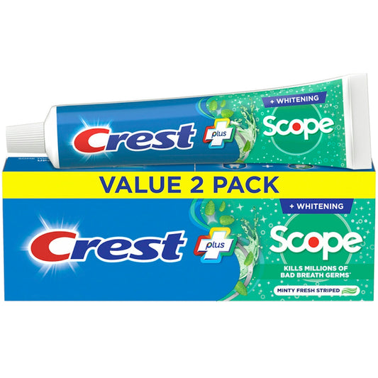 Crest Plus Complete Scope Minty Fresh + Whitening Fluoride Toothpaste Value Pack, 5.4 Oz Toothpaste Pasteur Pharmacy