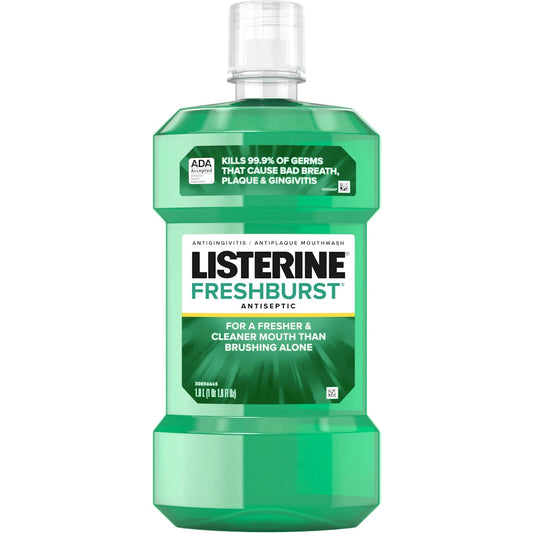 Listerine Freshburst Antiseptic Mouthwash, Spearmint Flavor - 33.8 fl oz (1 Liter) Mouthwash Pasteur Pharmacy