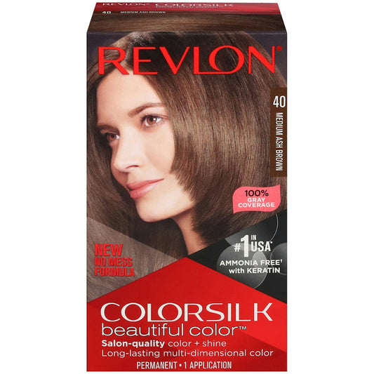Revlon Colorsilk Beautiful Color Permanent Hair Color, Medium Ash Brown Hair Color Pasteur Pharmacy