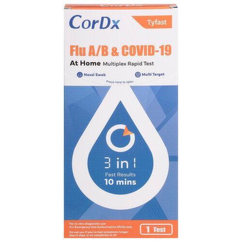 CorDx Tyfast Multiplex Rapid Test, At Home, Flu A/B & COVID-19 First Aid Pasteur Pharmacy