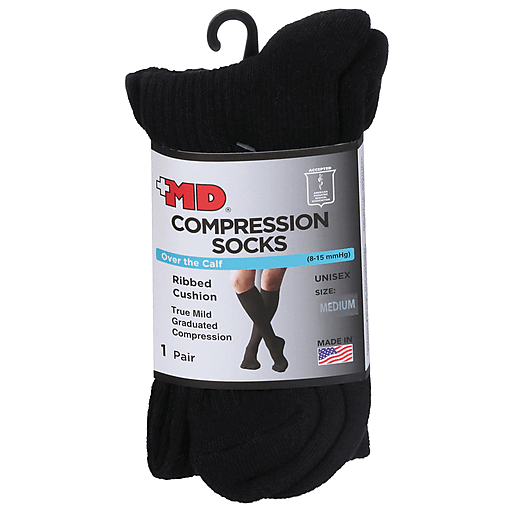 MD Md Ribbed Cushion Over The Calf Compression Socks - 1 Pair Socks Pasteur Pharmacy
