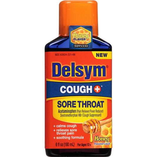 Delsym Cough + Sore Throat, Honey, Liquid 6 Fl Oz Health & Beauty Pasteur Pharmacy