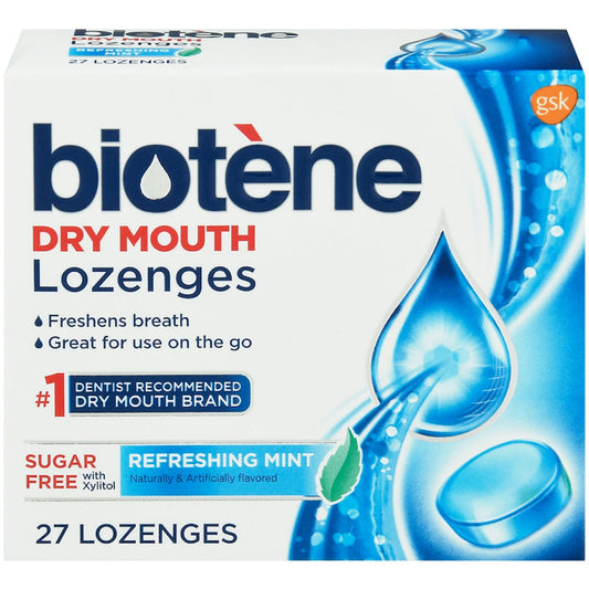 Biotene Dry Mouth Lozenges, Sugar-Free Breath Freshener, Refreshing Mint, 27 Count Mouthwash Pasteur Pharmacy