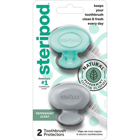 Steripod® Antimicrobial Toothbrush Protector – Peppermint (2 Count) Oral Care Pasteur Pharmacy