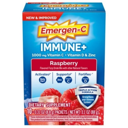 Emergen-C Immune Support +Fizzy Drink Mix Raspberry 10Ct Vitamins & Supplements Pasteur Pharmacy