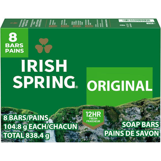 Irish Spring Original Clean Deodorant Bar Soap For Men, 3.75 Oz, 8 Bars Bar Soap Pasteur Pharmacy