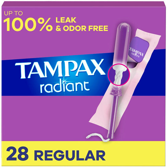 Tampax Radiant Tampons With Leak Guard Braid, Regular Absorbency, Unscented Tampons Pasteur Pharmacy