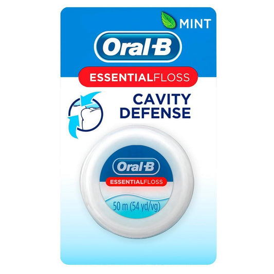 Oral-B Essential Floss Cavity Defense Dental Floss, Mint, 50 M Thread & Floss Pasteur Pharmacy