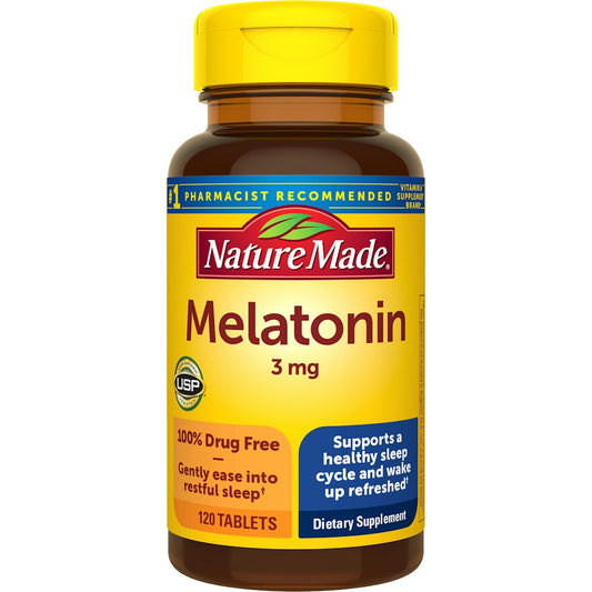 Nature Made Melatonin 3 Mg Tablets 100% Drug Free Sleep Aid For Adults Vitamins & Supplements Pasteur Pharmacy