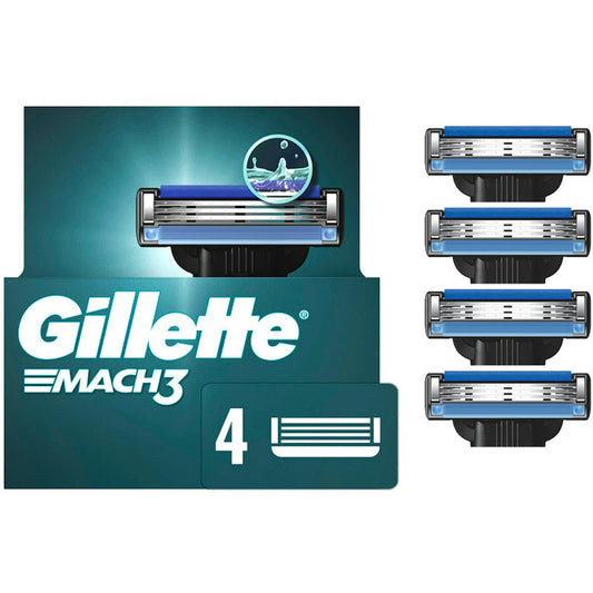 Gillette Mach3 Men's Razor Blades, 4 Blade Refills Shaving & Grooming Pasteur Pharmacy