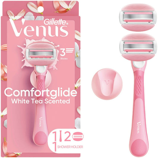 Gillette Venus ComfortGlide White Tea Women's Razor – 1 Handle + 2 Blade Refills Razors & Razor Blades Pasteur Pharmacy
