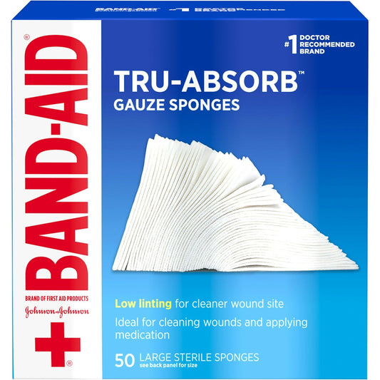Band-Aid Brand Mirasorb Gauze Sponges – Large 4" x 4" (50 Count) First Aid Pasteur Pharmacy