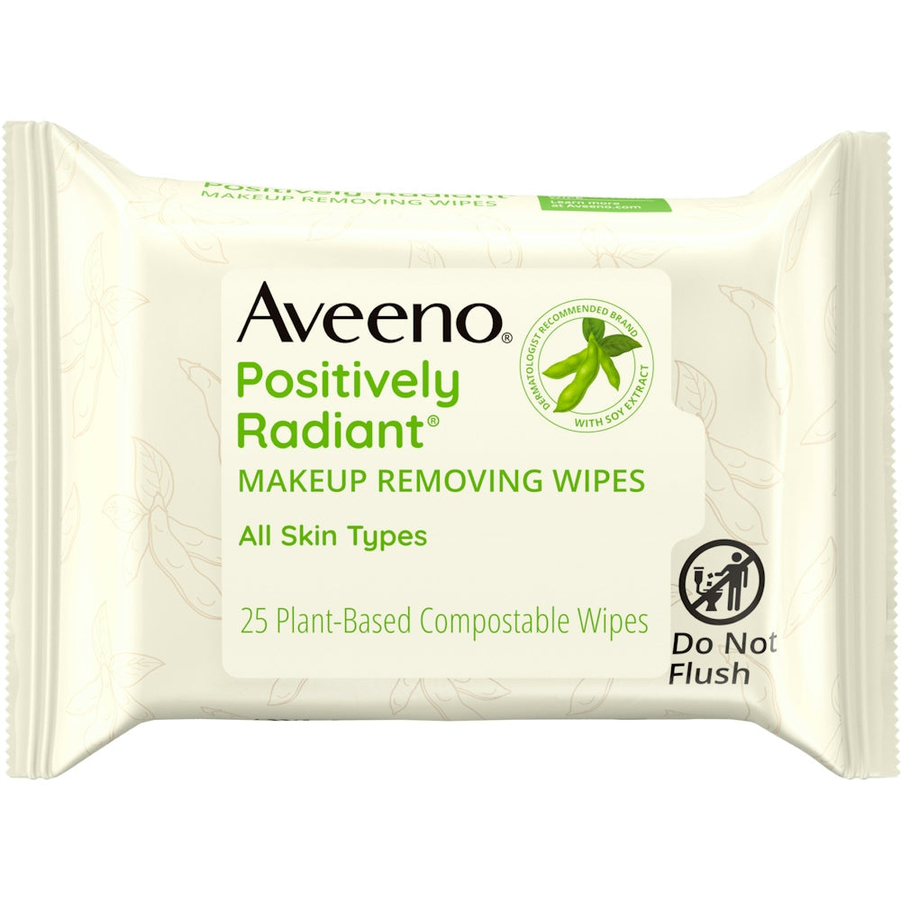 Aveeno Positively Radiant Oil Free Makeup Removing Face Wipes, 25 Ct Health & Beauty Pasteur Pharmacy