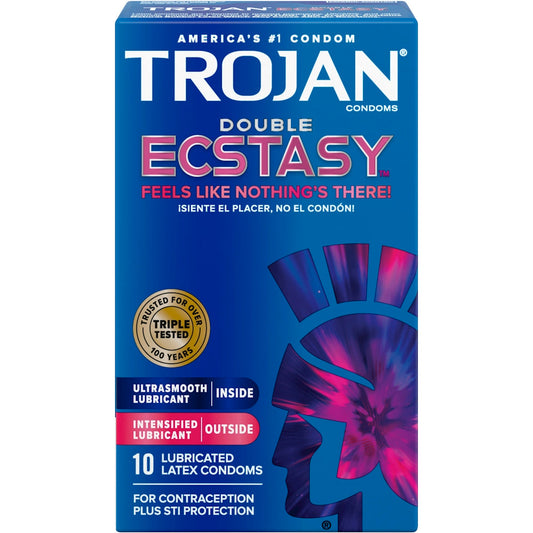 Trojan Double Ecstasy Lubricated Condoms - 10ct Condoms Pasteur Pharmacy