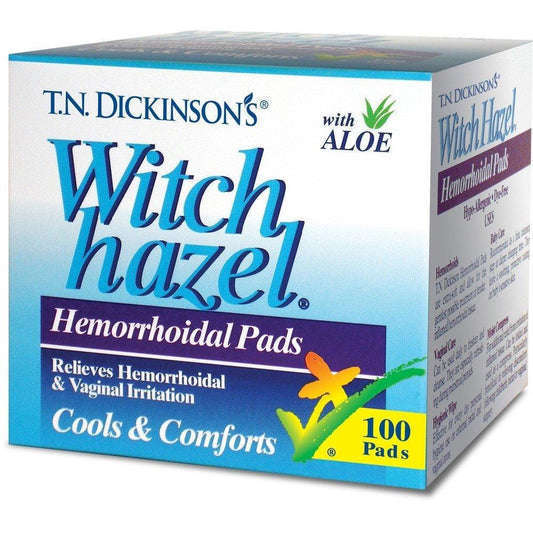 T.N. Dickinson’s Witch Hazel Hemorrhoidal Pads – Cooling & Soothing Relief, 100 Count Medical Supplies Pasteur Pharmacy