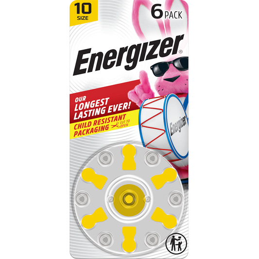 Energizer Hearing Aid Batteries, Size 10, Yellow Tab, 6-Pk Batteries Pasteur Pharmacy