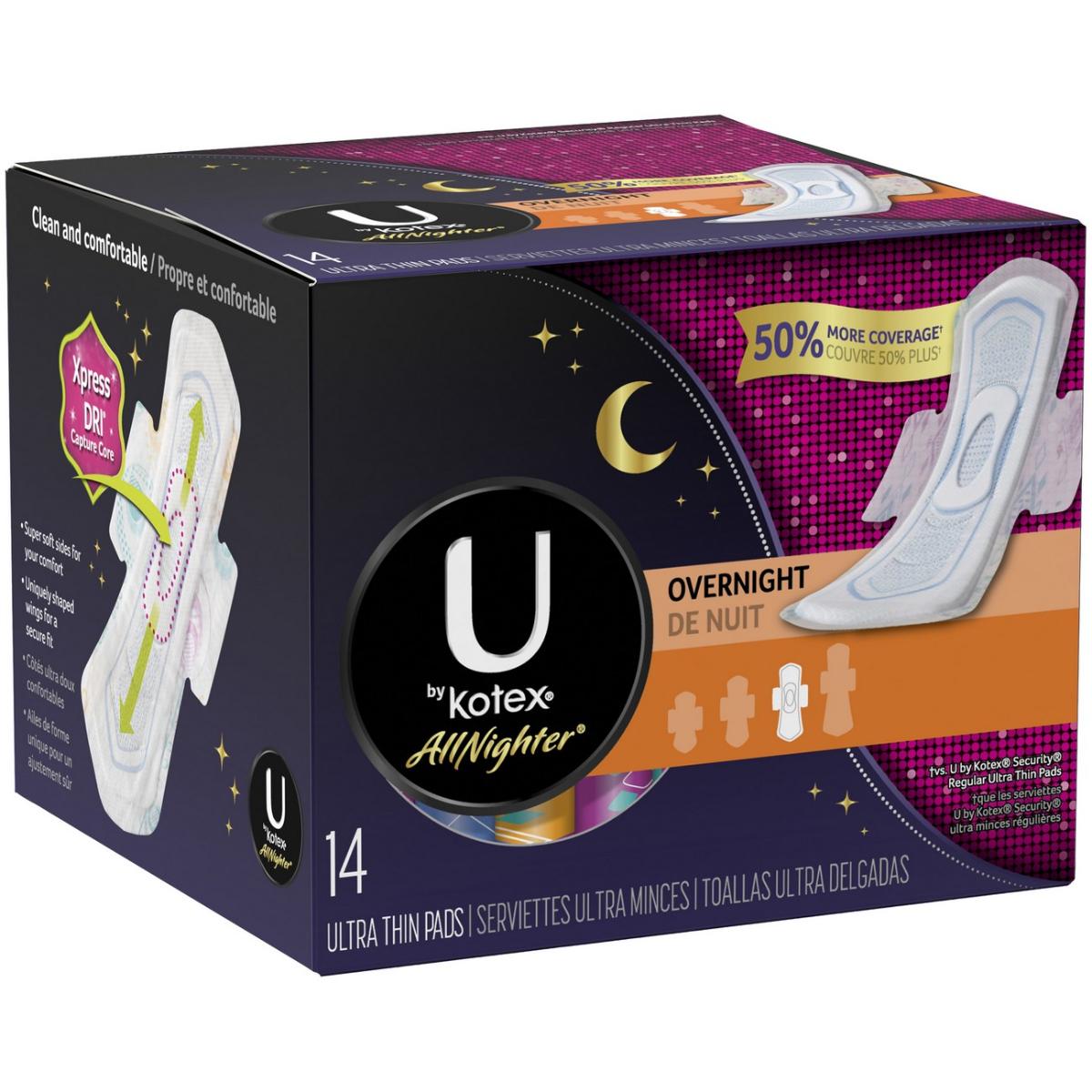 U by Kotex All Nighter Pads, Ultra Thin, Wings, Overnight Health & Beauty Pasteur Pharmacy