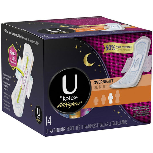 U by Kotex All Nighter Pads, Ultra Thin, Wings, Overnight Health & Beauty Pasteur Pharmacy