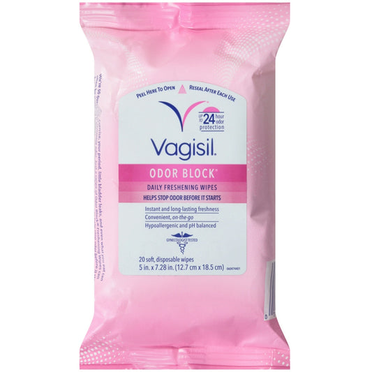 Vagisil Odor Block Daily Freshening Wipes - 20ct Personal Care Pasteur Pharmacy