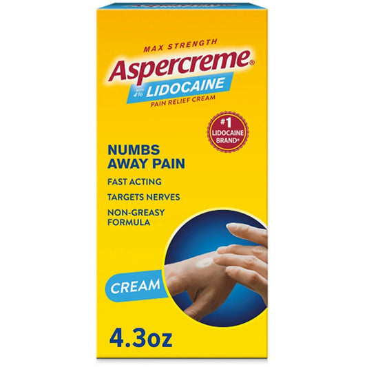 Aspercreme Max Strength Pain Relief Cream With 4% Lidocaine 4.3 Oz Box Medicine & Drugs Pasteur Pharmacy