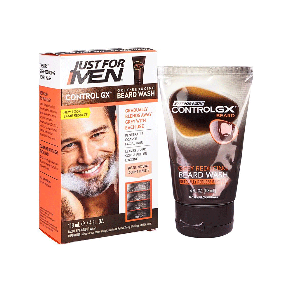 Just For Men Control GX Grey Reducing Beard Wash, 4 Fl Oz Beard Wash Pasteur Pharmacy
