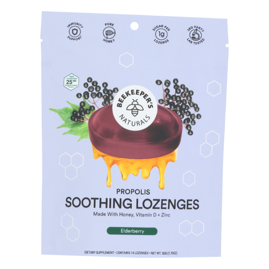 Beekeeper's Naturals Propolis Soothing Lozenges - Elderberry - 14ct
