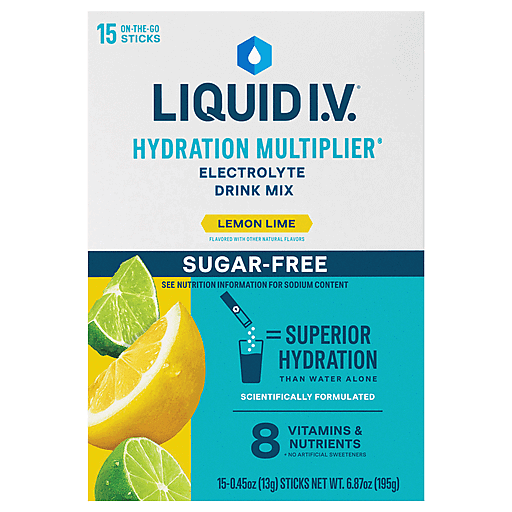 Liquid I.V.® Hydration Multiplier® Sugar-Free – Lemon Lime (15 Individual Sticks) Powdered Beverage Mixes Pasteur Pharmacy