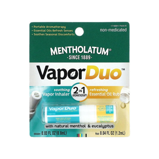 Mentholatum Vapor Inhaler & Essential Oil Rub, With Natural Menthol & Eucalyptus, Soothing, Refreshing, 2 In 1 Aromatherapy Personal Care Pasteur Pharmacy