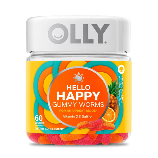 Olly Hello Happy Gummy Worms Mood Balance Support Supplement Vitamin D Tropical Vitamins & Supplements Pasteur Pharmacy