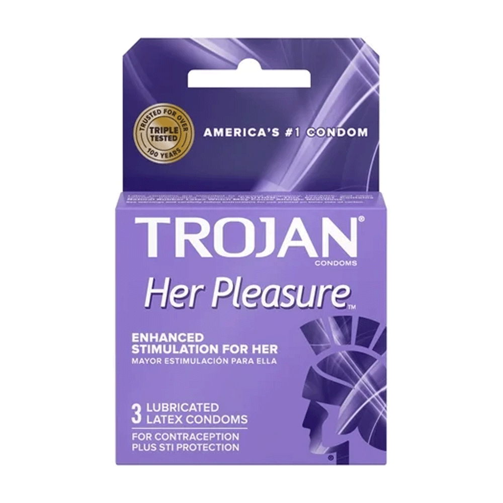 Trojan Her Pleasure Sensations Lubricated Premium Latex Condoms - 3Ct Condoms Pasteur Pharmacy