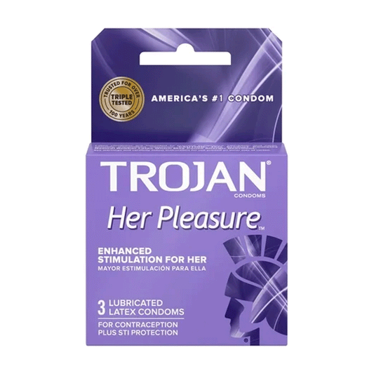 Trojan Her Pleasure Sensations Lubricated Premium Latex Condoms - 3Ct Condoms Pasteur Pharmacy