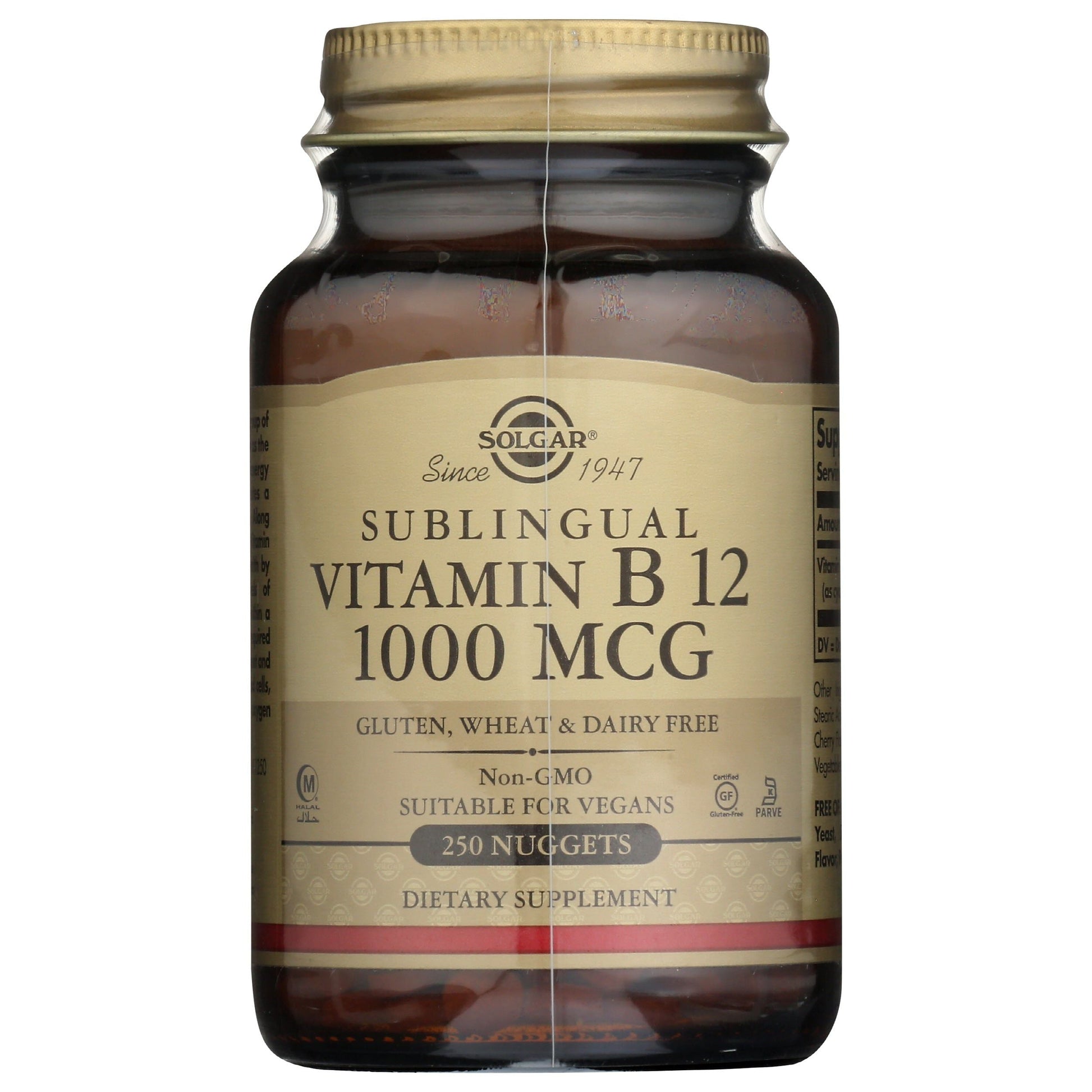 Solgar Sublingual Vitamin B12, 1,000 Mcg, 250 Nuggets Vitamins & Supplements Pasteur Pharmacy