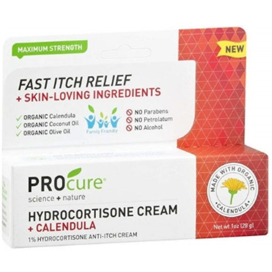 Procure Hydrocortisone 1%+Calendula Maximum Strength Anti-Itch Cream 1 Oz First Aid Pasteur Pharmacy