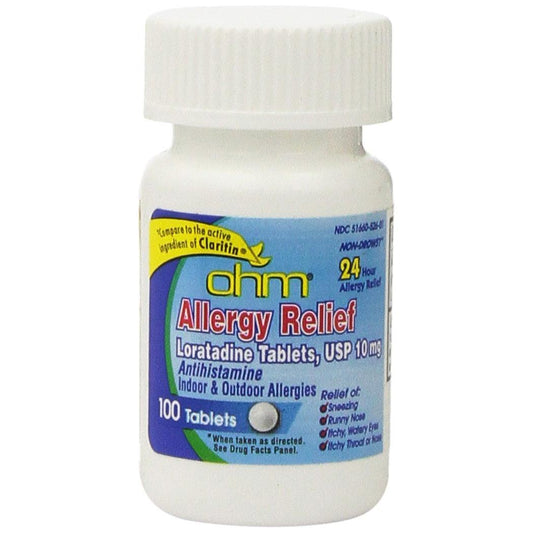 OHM Loratadine 10mg, 24-Hour Non-Drowsy Allergy Relief, 100 Tablets Health Care Pasteur Pharmacy