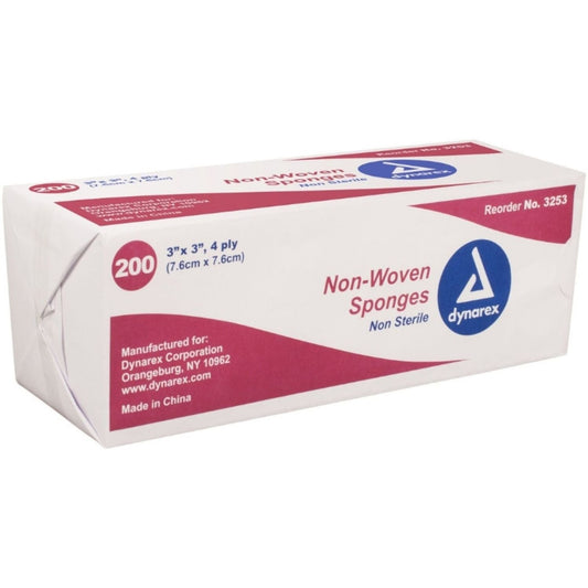 Dynarex Gauze Non- Woven Sponges Non-Sterile, 3 In X 3 In, 4 Ply First Aid Pasteur Pharmacy