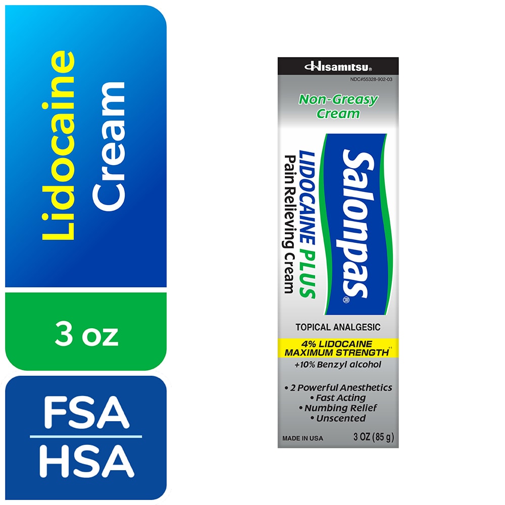 Salonpas Non Greasy Lidocaine Plus Pain Relieving Cream 3 Oz Health & Beauty Pasteur Pharmacy