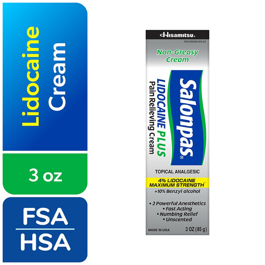 Salonpas Non Greasy Lidocaine Plus Pain Relieving Cream 3 Oz Health & Beauty Pasteur Pharmacy