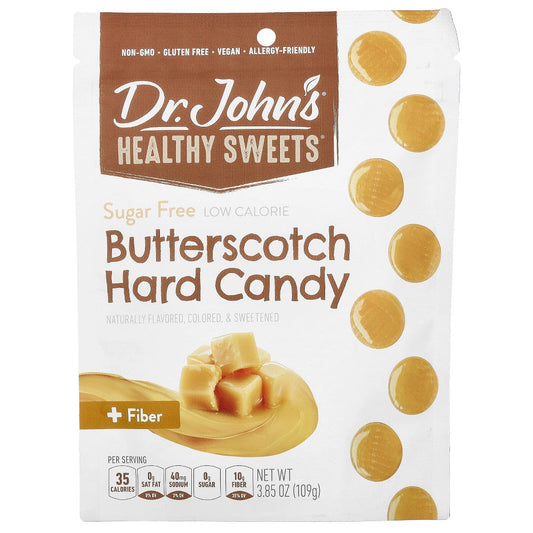 Dr. John's Healthy Sweets Butterscotch Hard Candy, + Fiber, Sugar Free, 3.85 Oz (109 G) Candy & Chocolate Pasteur Pharmacy