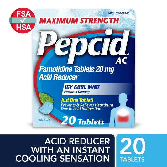 Pepcid AC Maximum Strength Heartburn Icy Cool Mint Tablets Health & Beauty Pasteur Pharmacy
