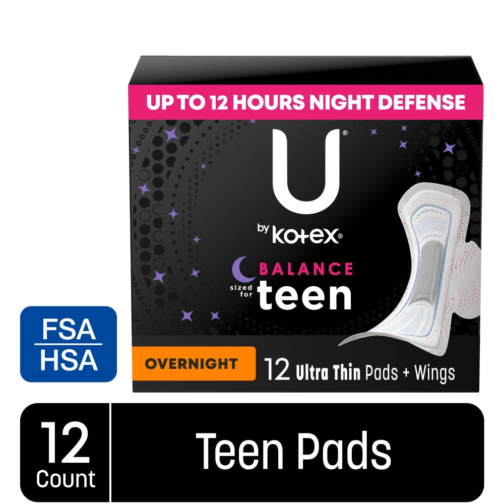 U by Kotex Pads + Wings, Ultra Thin, Overnight, Teen Personal Care Pasteur Pharmacy