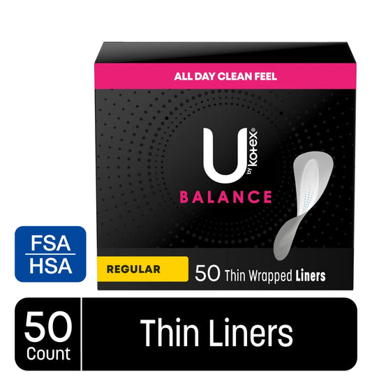 U by Kotex Balance Daily Liners, Thin Regular – 50 Count Feminine Pads & Protectors Pasteur Pharmacy
