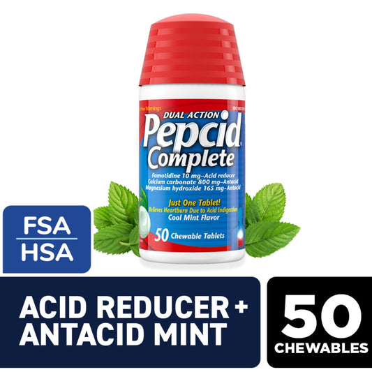 Pepcid Chewable Tablets Dual Action Cool Mint Flavor Acid Reducer/Antacid Health & Beauty Pasteur Pharmacy