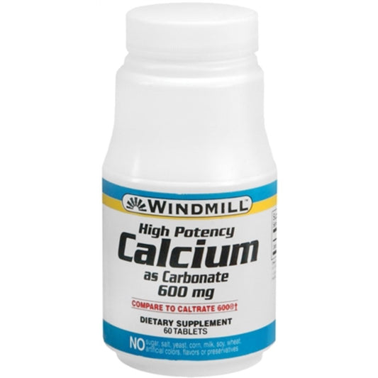 Windmill® Calcium Carbonate 600 mg – Bone Health Support (60 Tablets) Vitamins & Supplements Pasteur Pharmacy